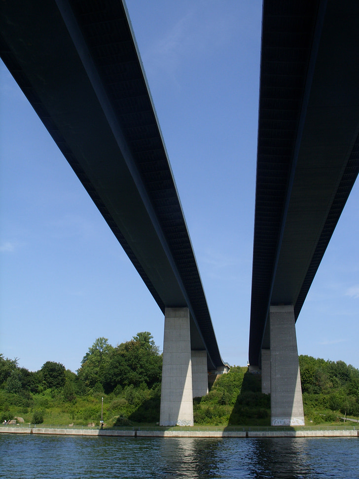 Bridge, floden, landskab, farvande, motorvej bridge, beton