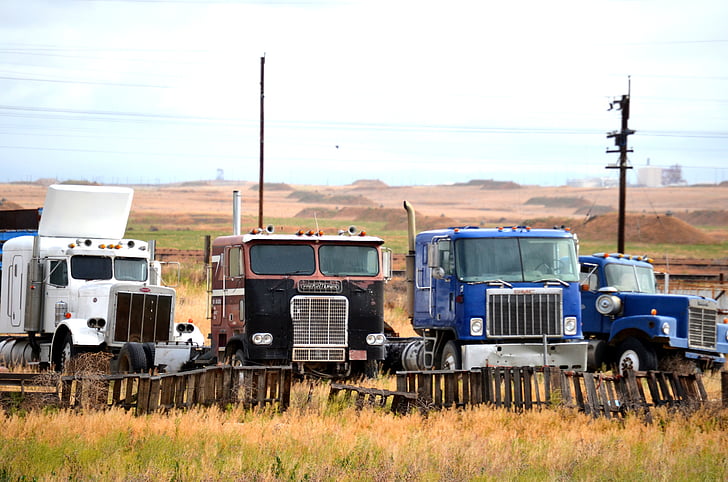 vintage, lastbil, Junkyard, amerikansk, transport, jord køretøj, Trucking