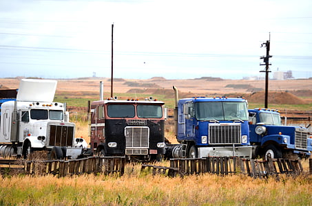 빈티지, 트럭, 폐 차장, 미국, 교통, 토지 차량, 트럭 운송