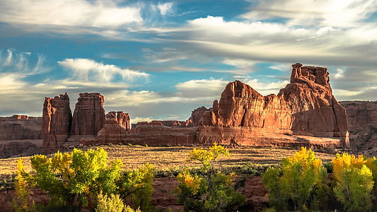 landscape, autumn, fall, arches national park, sandstone, formations, geology