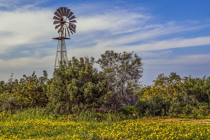 Windmühle, Landschaft, des ländlichen Raums, Landschaft, Natur, Frühling, Land