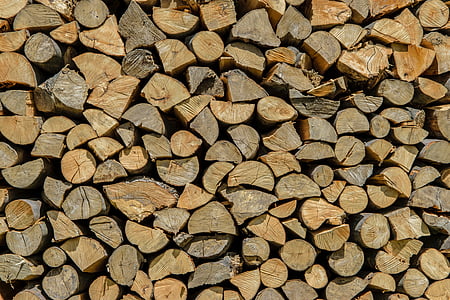 Drewno kominkowe, drewno, ułożone, stos, tle, drzewo, tekstury