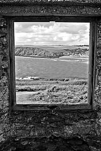 izgubljena mesta, Cornwall, jugozahodnem delu Anglije, : Bigbury, Devon, črno-beli, sivine