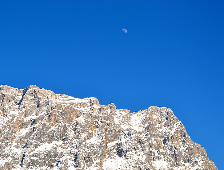 kalni, Zugspitze, ainava, Vācija, galvenais, kalns, mēness