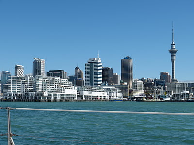 Jaunzēlande, Auckland, siluets, Debesskrāpis, pilsēta, arhitektūra, mājas