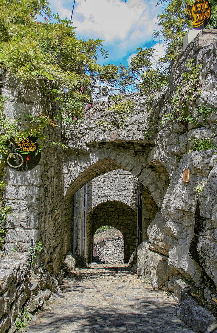 Provença, Balazuc, poble, pedres, França, mur de pedra, Cases de poble
