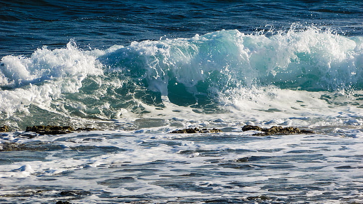 onda, quebrando, mar, praia, natureza, Branco, água