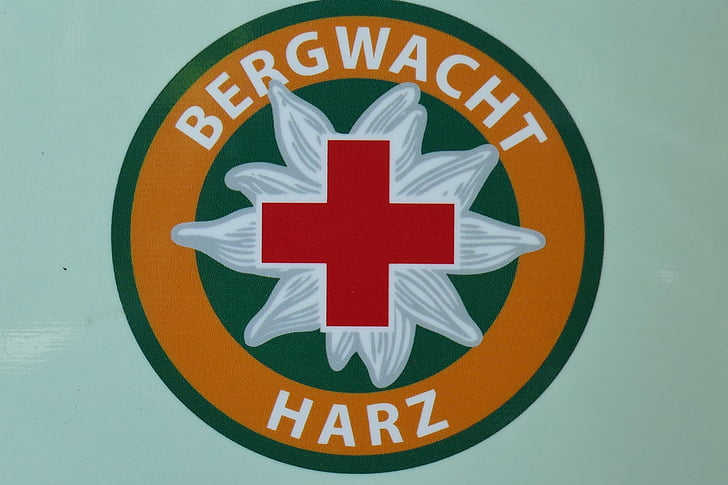mountain rescue service, shield, resin, note, help, nature, forest