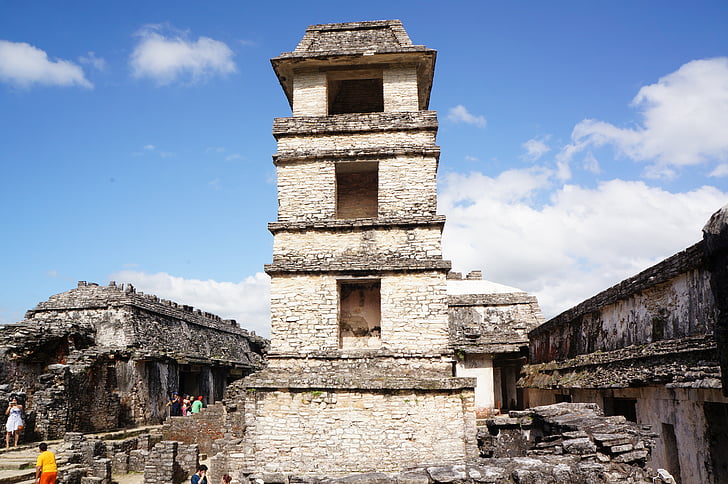 pyramide, Palenque, Maya, ruinene av den, Mexico
