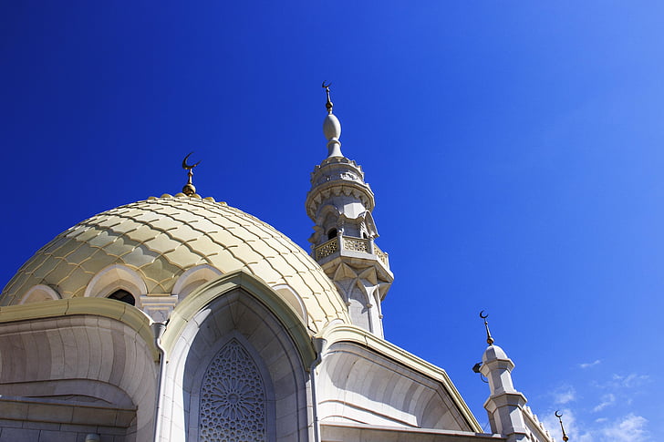 mosque, sky, bulgarians, white mosque, minarets, religion, islam