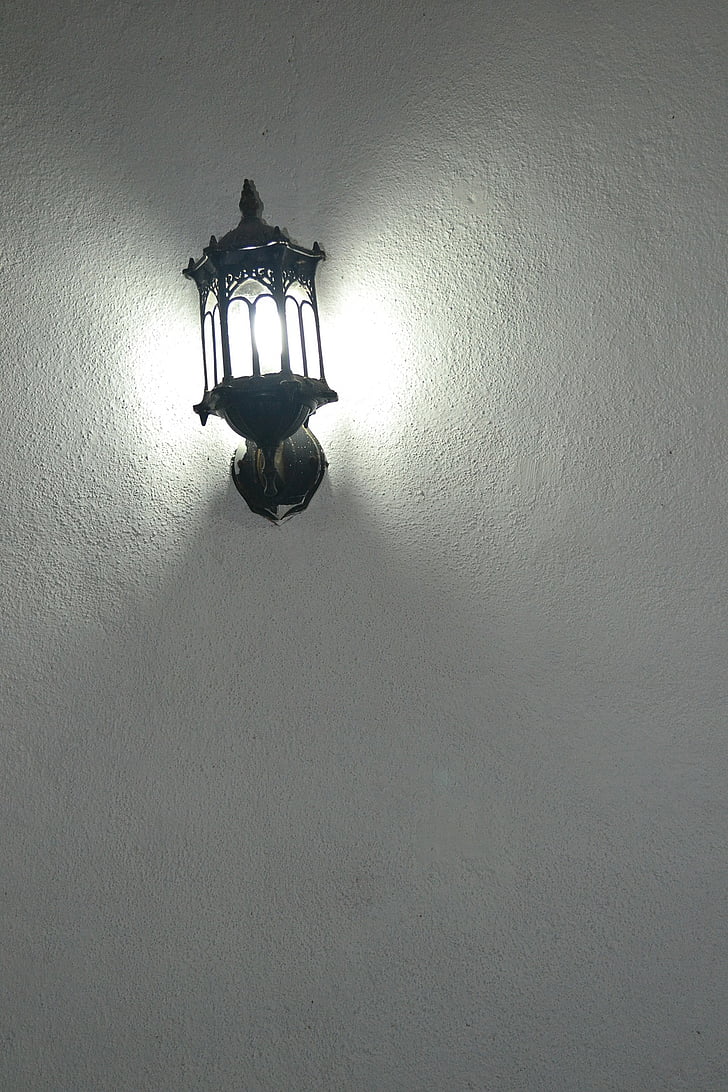 espaço negativo, luz, lâmpada, lanterna, bulbo de CFL, à noite, Sri lanka