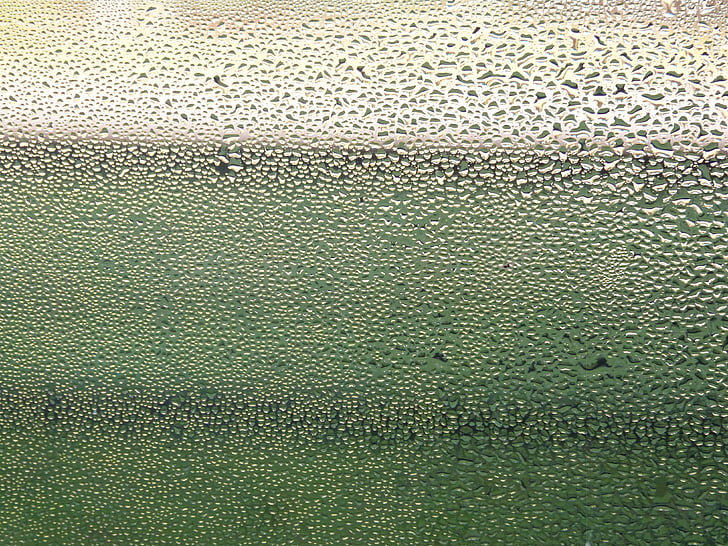 okno, déšť, dešťová kapka, odkapávací misky, mokrý, sklo, korálky