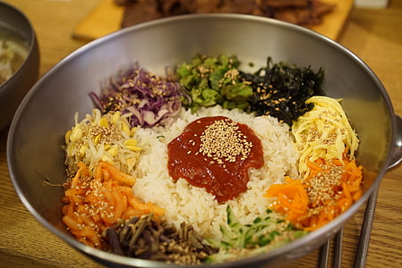 bibimbap, koreai, gochujang, a Koreai Köztársaság, élelmiszer, ebédlő, élelmiszer-Koreai