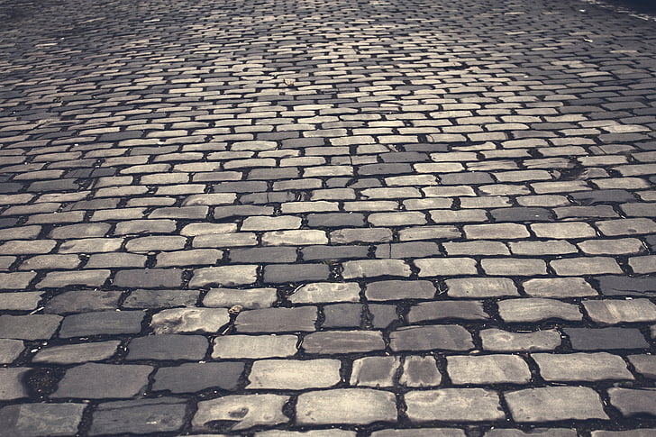 Cobblestones, centro da cidade, cinza, cidade velha, padrão, estrada, pedras