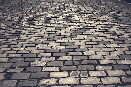 cobblestones, road, paving stones, pattern, away, patch, stones