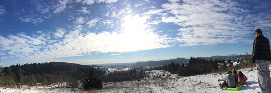 neve, Panoramica, cielo, inverno, Panorama, natura, montagna