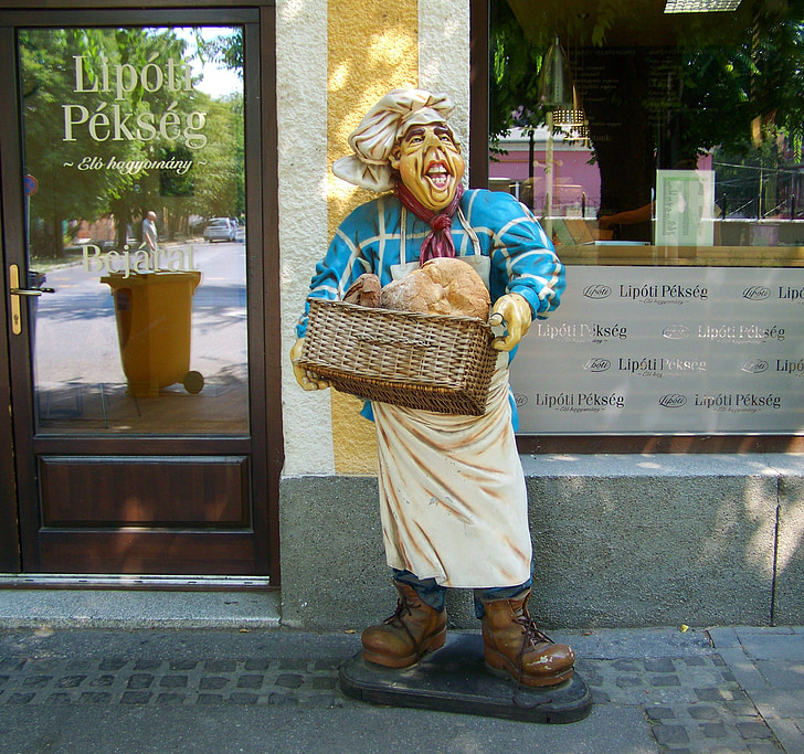 baker figure, bakery, pastry shop
