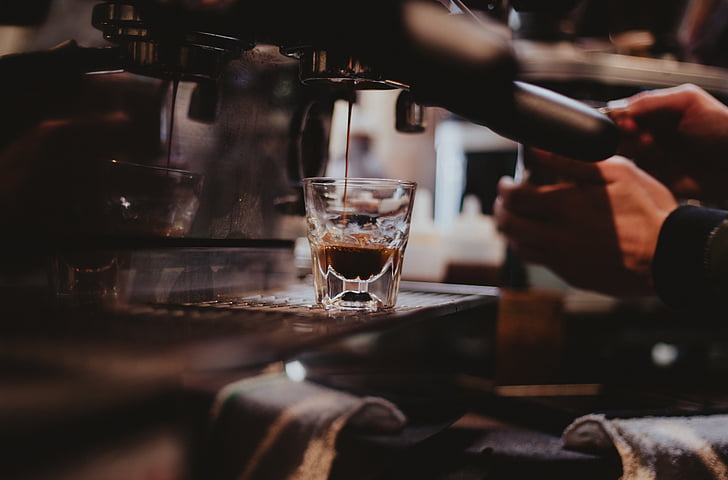 koffie, hete, drankje, Espresso, machine, Barista, koffiehuis