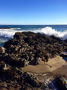 ocean waves, rock, coast, nature, wave, seaside