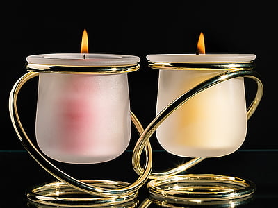 sveča, razpoloženje, ob svečah, romance, zlata, plamen, pereč