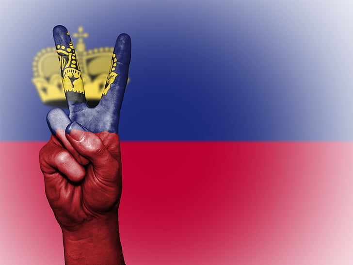 Liechtenstein, paix, main, nation, arrière-plan, bannière, couleurs
