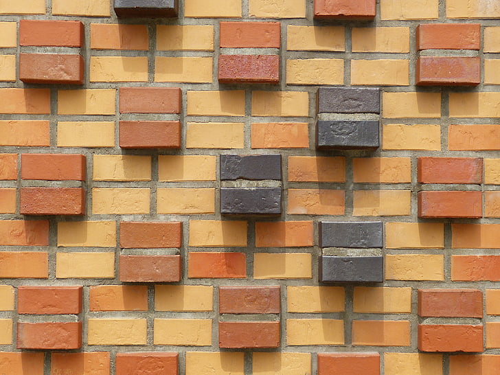 壁, クリンカー, 石の壁, ファサード, 構造, hauswand, 対称