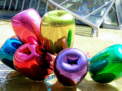 sculpture, stainless steel, cast, colors, architecture, jeff koons, tulips