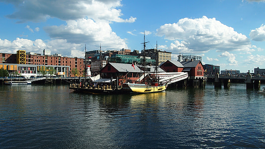 Boston, ZDA, Amerika, pristaniško mesto, nebo, stavbe, čajanka