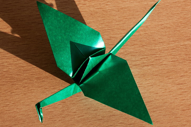 Оригами, изкуството на хартията сгъване, Сгънете, 3 триизмерна, обект, Крейн, традиционно