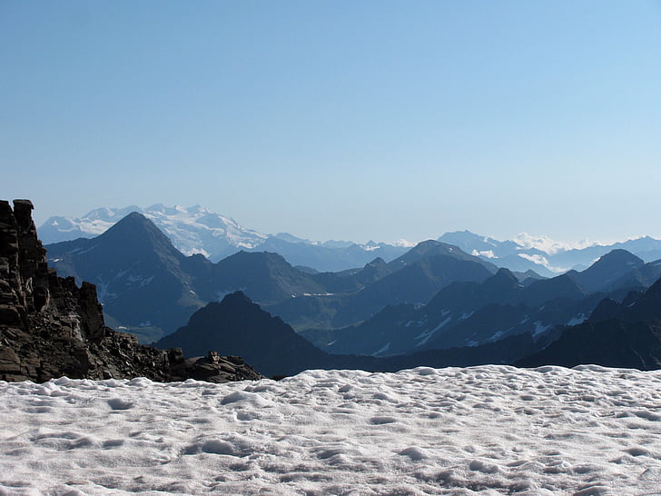 góry, śnieg, piesze wycieczki, zimowe, Alpy, Natura, szczyt