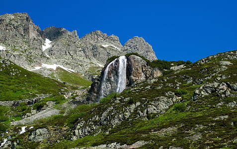 snow melt, waterfall, alpine, mountains