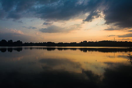 ežeras, Saulėlydis, Mazūrija, kraštovaizdžio, Gamta, Vakarų, Lenkija