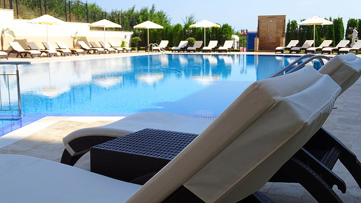 pool, bulgaria, recliner, swimming pool, poolside, water, tourist resort