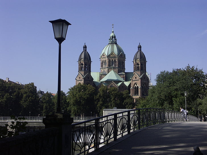Église, Munich, HL, Marianne, pont de câble, clochers d’église, bâtiment
