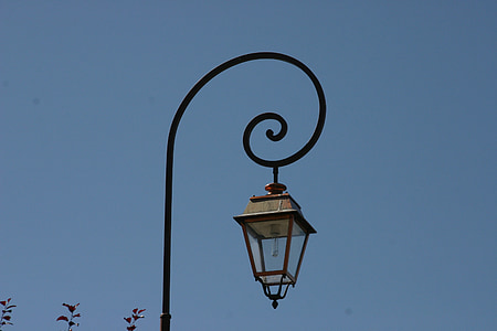 уличната лампа, пост, Щастлив, Франция, светлина, град, лято