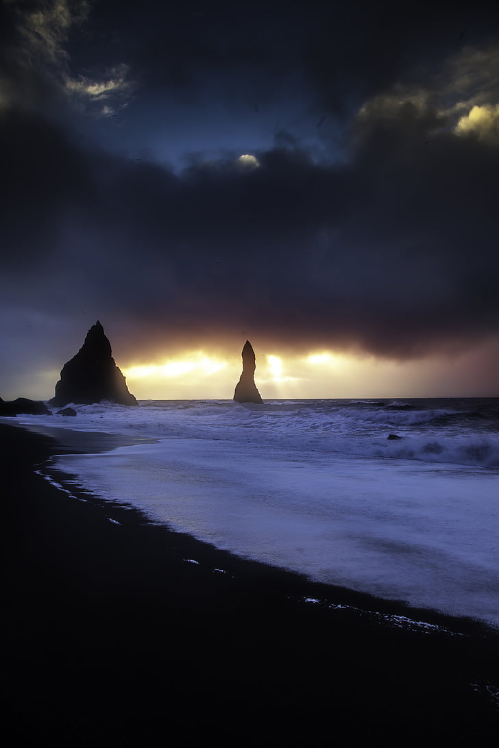 Islandia, VIK, krajobraz, Islandzki, Południowa, Plaża, Seascape