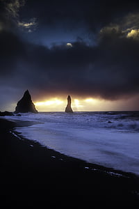 Islandia, VIK, pemandangan, Islandia, Selatan, Pantai, pemandangan laut