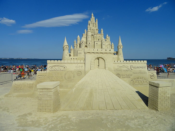 пісок, скульптура, пляж, небо, НД, дизайн, сцена
