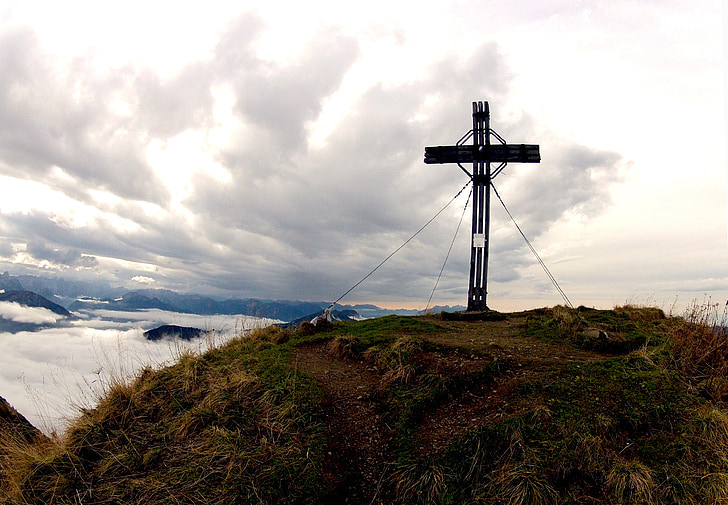 Саміт хрест, Гора саміту, зустрічі на вищому рівні, Альпійська, Гора, хмари, туман