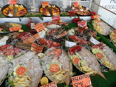 fish, shellfish, raw, sea, fishmonger, food