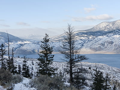 Kamloops jezero, Britanska Kolumbija, Kanada, Zima, krajolik, snijeg, hladno