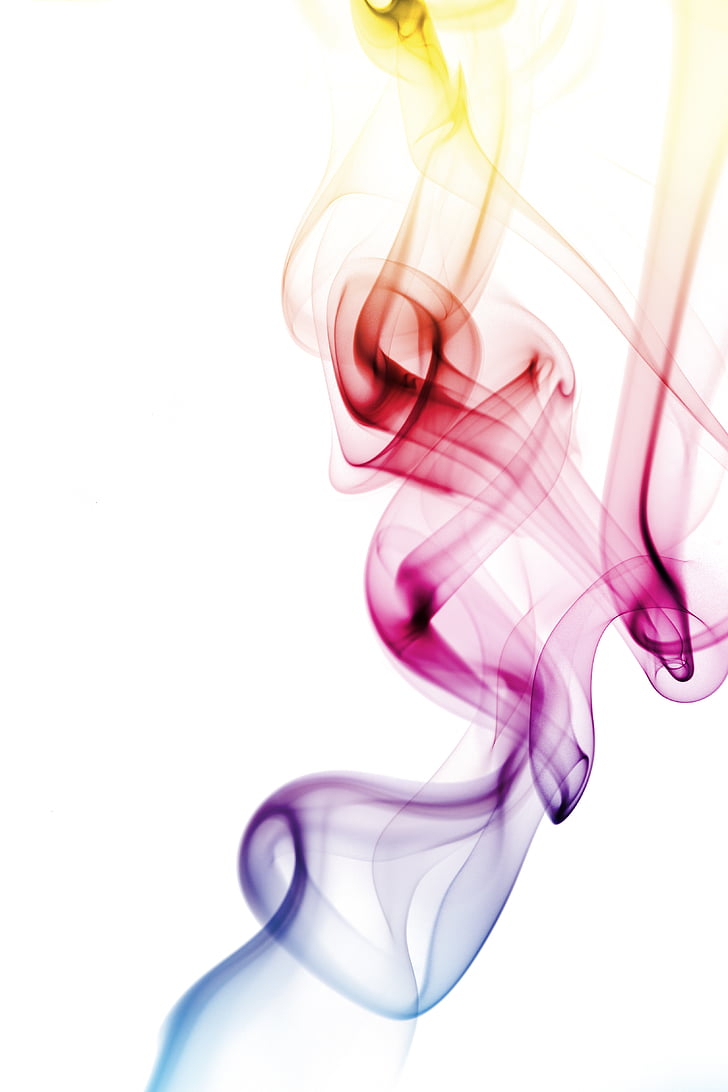 smoke, colored, abstract, rainbow, incense, background, white