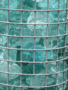 grille, autour de grilles, Metal, briques de verre, turquoise, formulaire, plein cadre