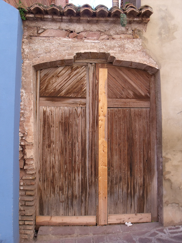 durys, medienos, senas, namas, Architektūra, atkurta, kaimiško stiliaus