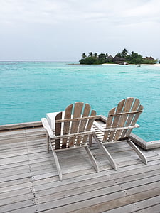 fyra säsonger, Chill, Maldiverna, havet, stranden, vatten, stol