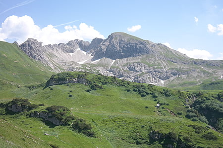 cabeça de caixa, cume de montanha, Alpes Allgäu, montanha, Alpina, paisagem, idílio