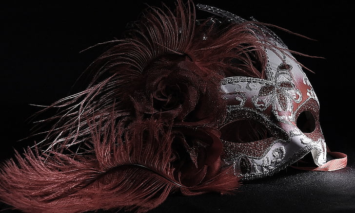 venezianische, Maske, rot, Lichtmalerei, Maske - Verkleidung, Karneval, Venedig - Italien