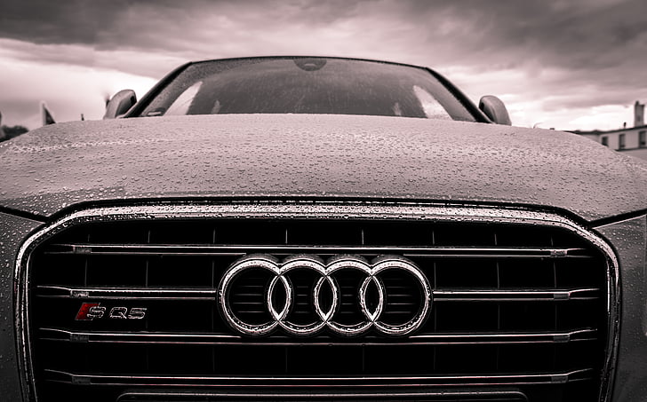 Audi, voiture Audi, automobile, automobile, en noir et blanc, pare-chocs, voiture