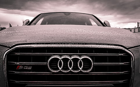 Audi, cotxes Audi, l'automòbil, automoció, en blanc i negre, para-xocs, cotxe