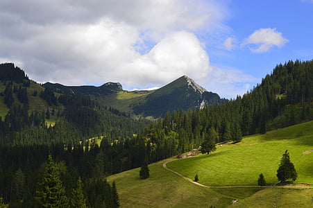 landskapet, Østerrike, fjell, skyer, natur, rapportert, himmelen